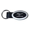 Keychain With Mustang Running Pony Logo Leather Oval Black